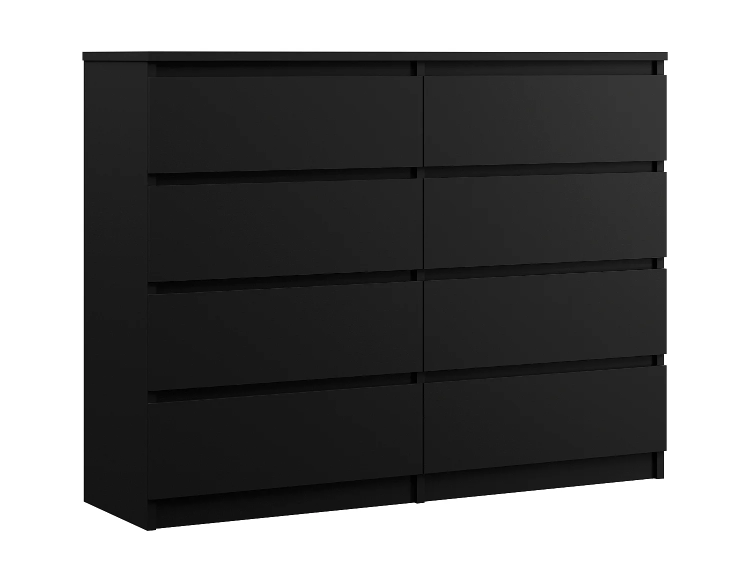 Cômoda com 8 gavetas, preto fosco, 120 x 39 x 101 cm