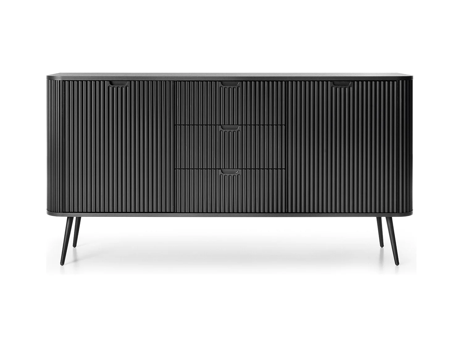 Commode Noir, pieds: Noir, 168 x 87 x 39 cm