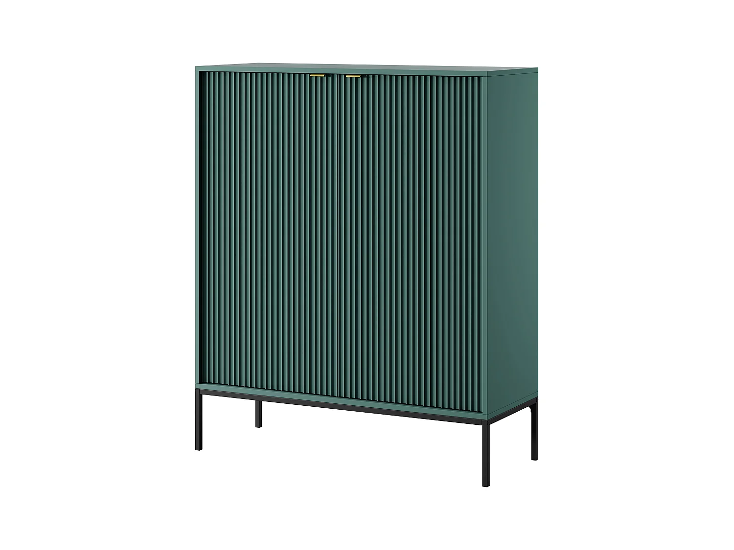 Commode : 2 Portes, labrador, Noir, 104 x 125 x 39 cm, poignées dorées