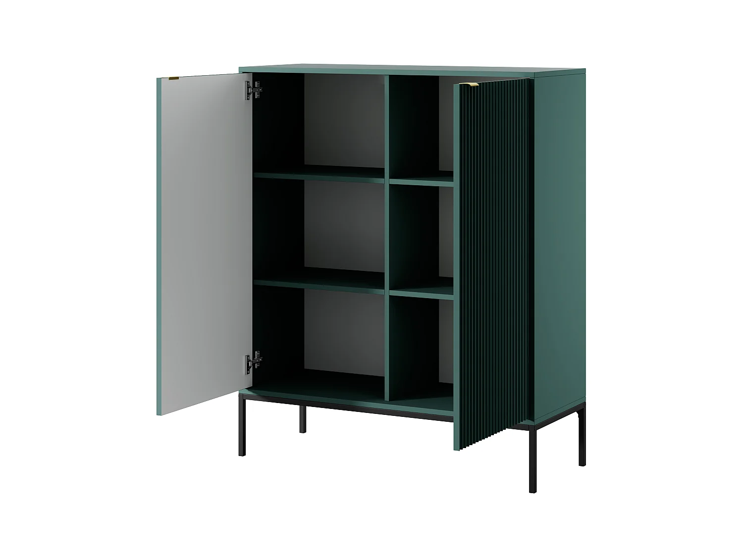 Commode : 2 Portes, labrador, Noir, 104 x 125 x 39 cm, poignées dorées