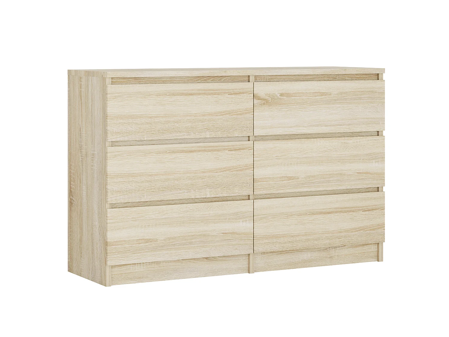 Cómoda de 6 cajones: roble Sonoma, 120 x 39 x 79 cm