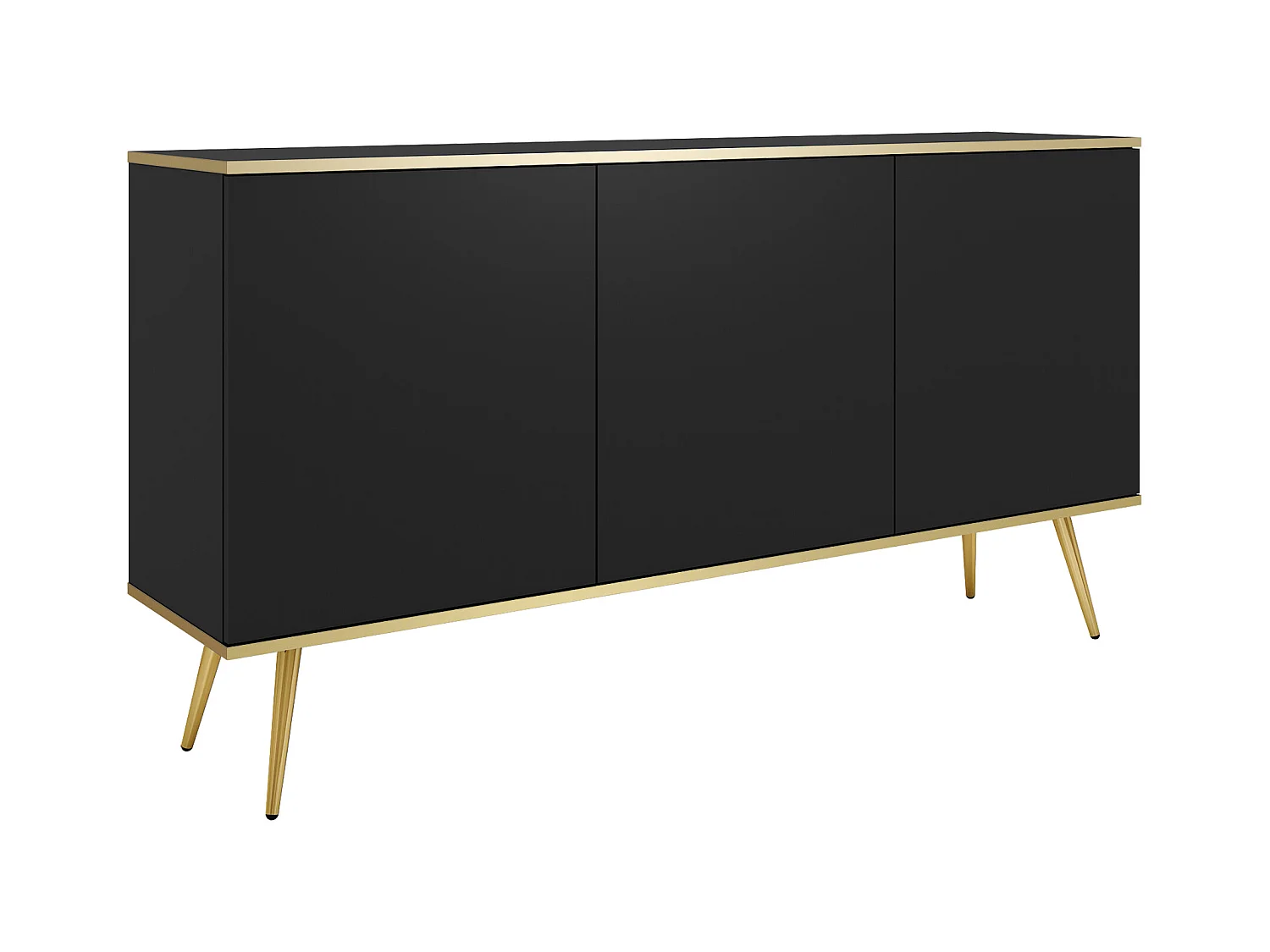 Commode : Noir, pieds dorés, 160 x 85 x 39 cm
