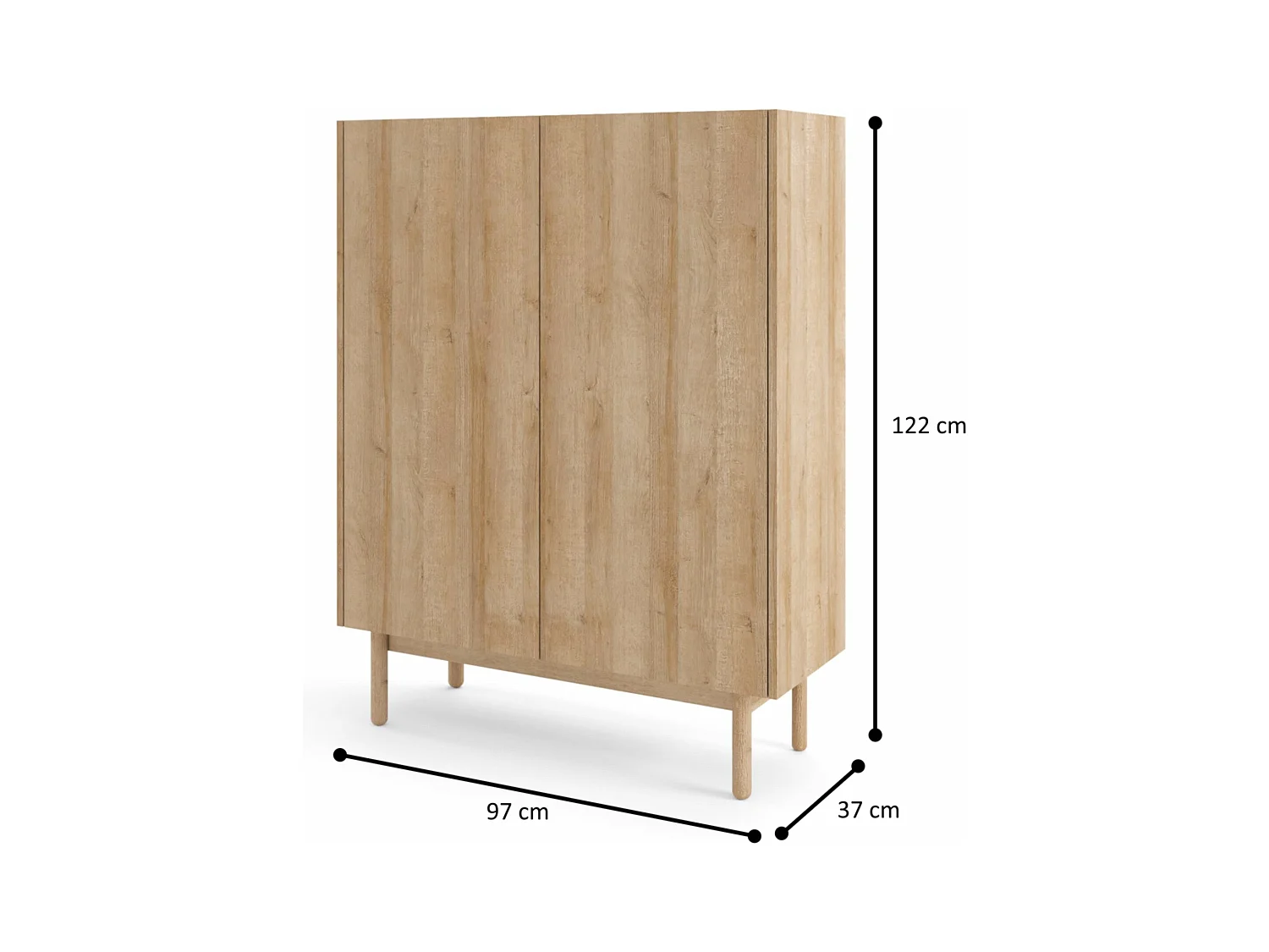 Szafa: 2 drzwi, 3 półki, Dąb Riviera, 97 x 122 x 37 cm