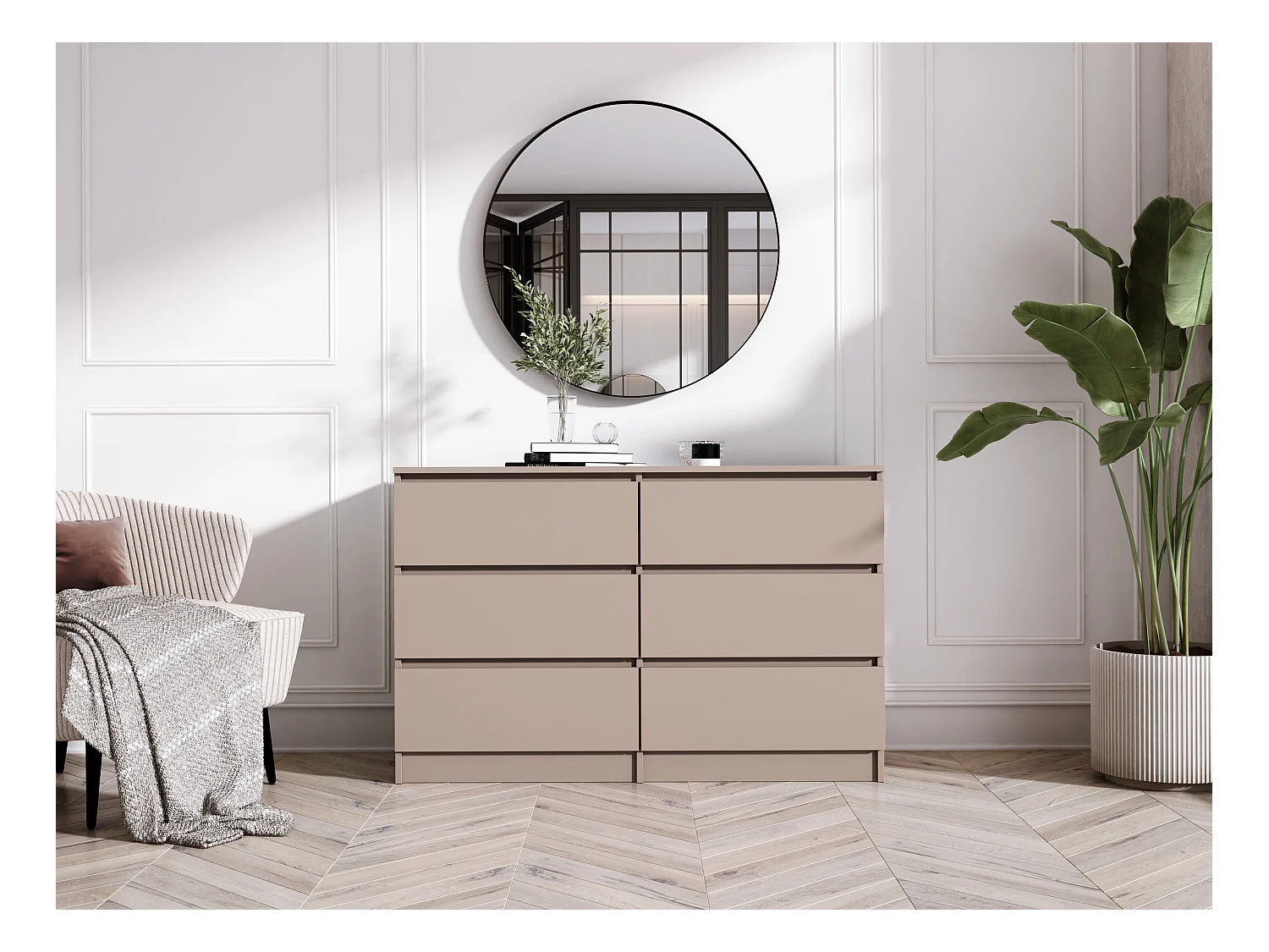 Commode : 6 tiroirs, caramel, 120 x 79 x 39 cm