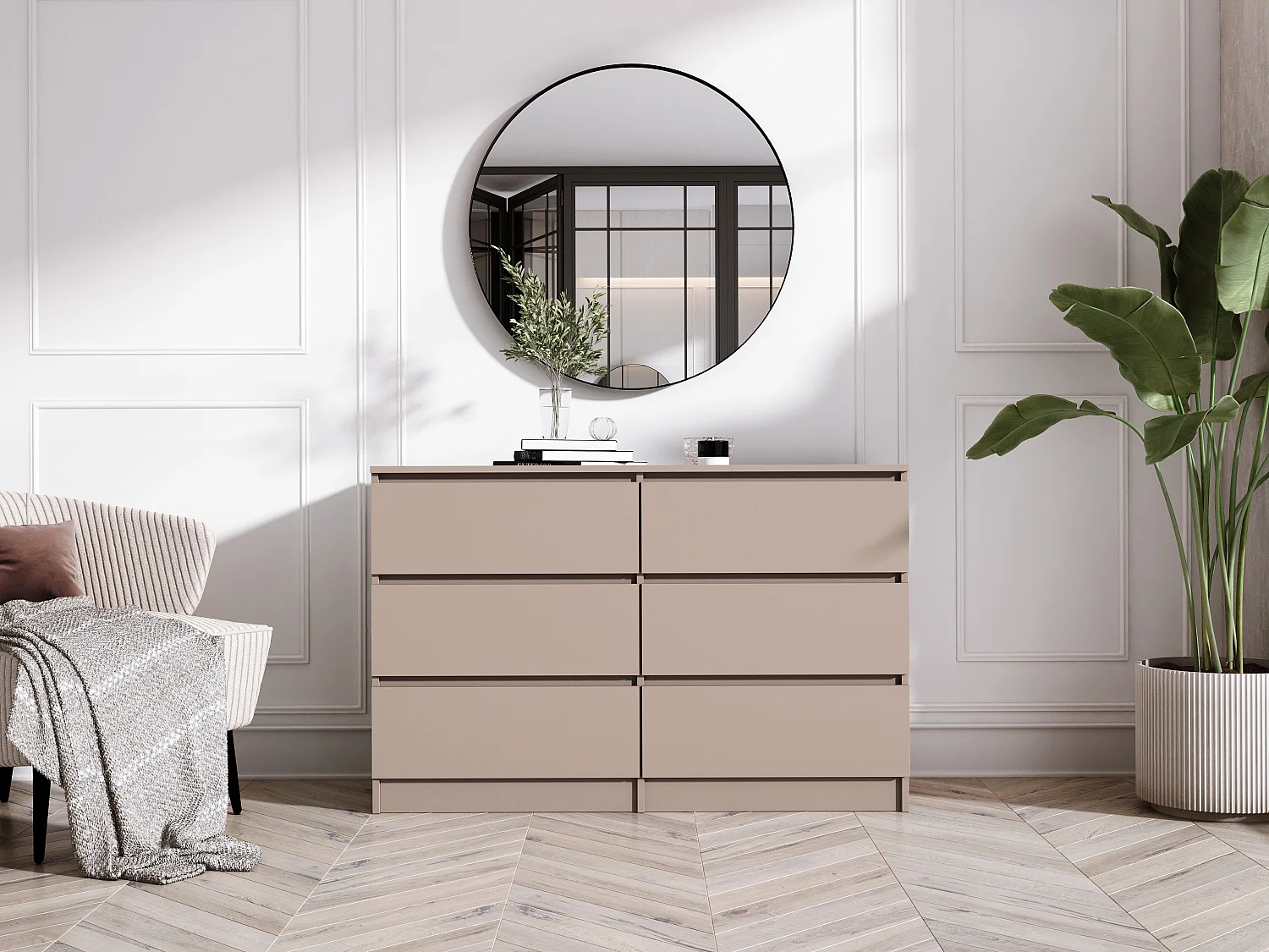 Commode : 6 tiroirs, caramel, 120 x 79 x 39 cm