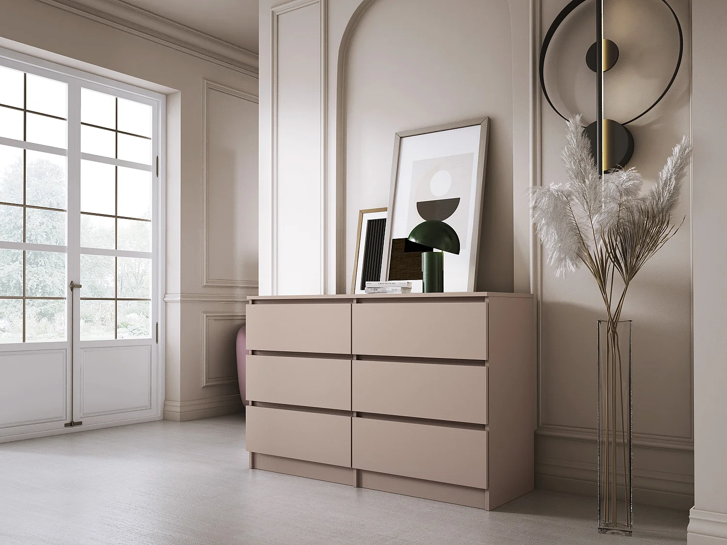 Commode : 6 tiroirs, caramel, 120 x 79 x 39 cm