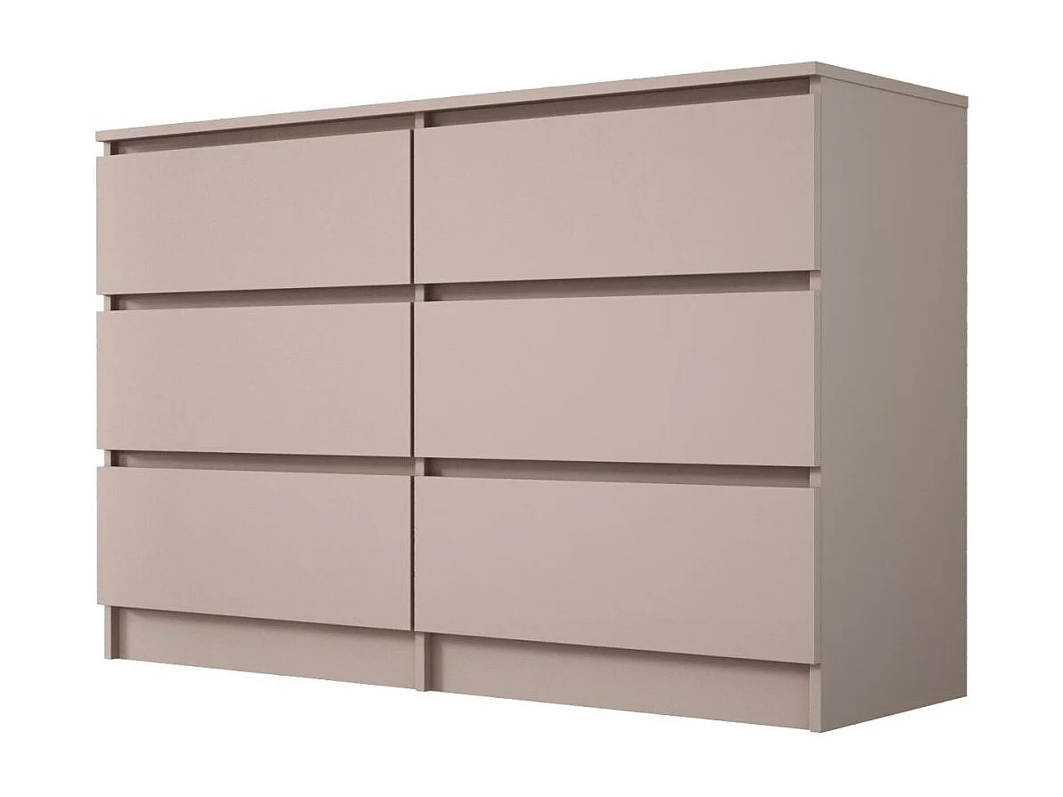 Commode 6 tiroirs, caramel, 120 x 39 x 79 cm