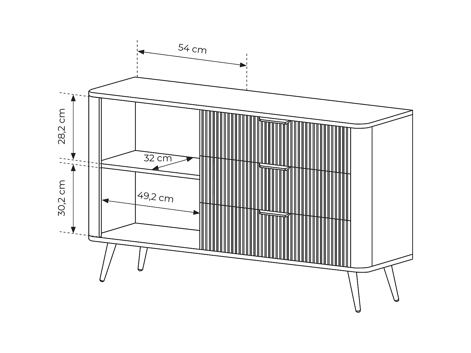 Komoda: 3 szuflady, 1 drzwi, czarna, 138,2 x 81,2 x 38 cm