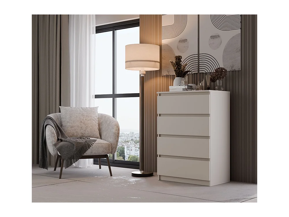 Cômoda: 4 gavetas, caxemira, 40 x 97 x 70 cm