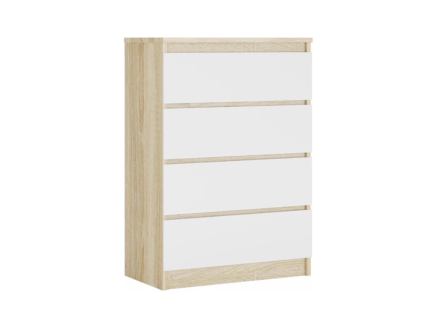 Kommode mit 4 Schubladen, Sonoma-Eiche/Mattweiß, 70 x 39 x 101 cm