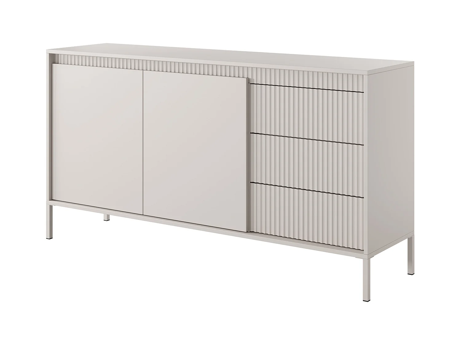 Kommode: 3 Schubladen, 2 Türen, Kaschmir, 81,4 x 153,5 x 39,5