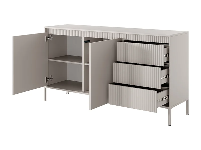 Commode : 3 Tiroirs, 2 Portes, Cachemire, 81,4 X 153,5 X 39,5