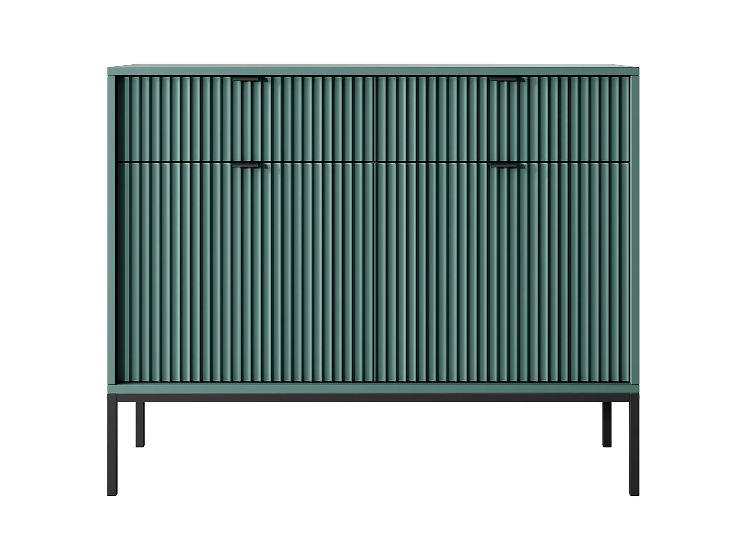 Commode : 2 Tiroirs, 2 Portes, labrador, Noir, 104 x 83 x 39 cm, poignées Noires