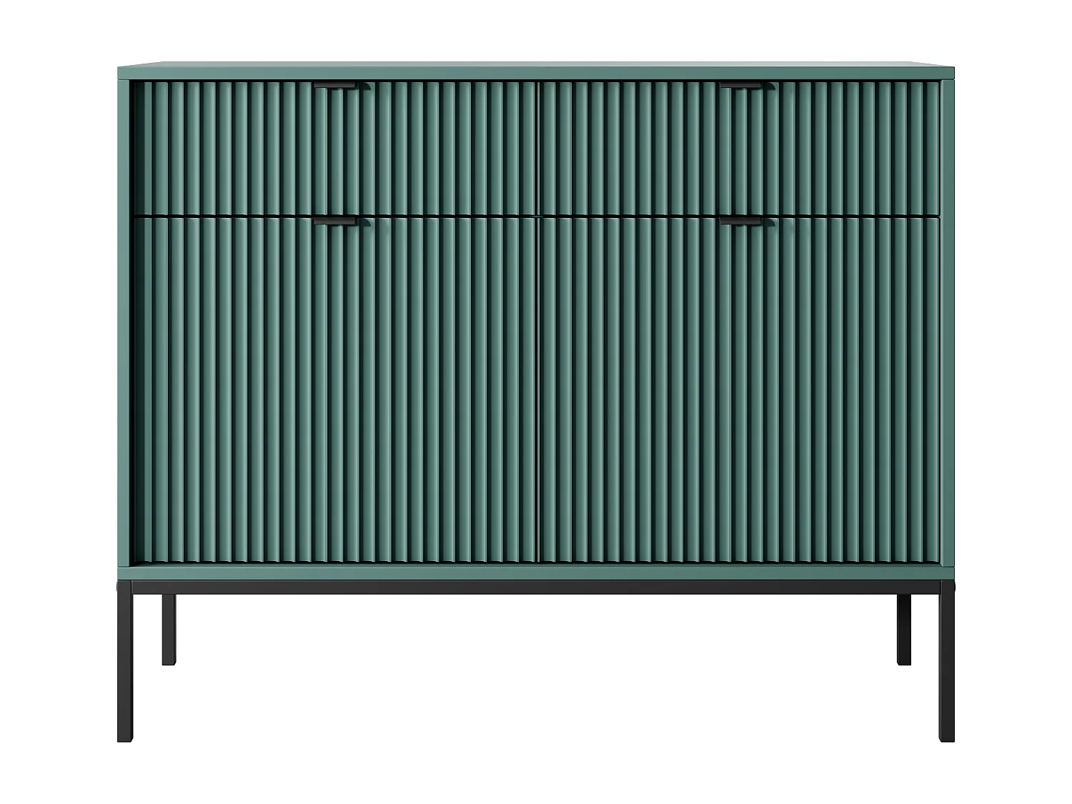 Commode : 2 Tiroirs, 2 Portes, labrador, Noir, 104 x 83 x 39 cm, poignées Noires