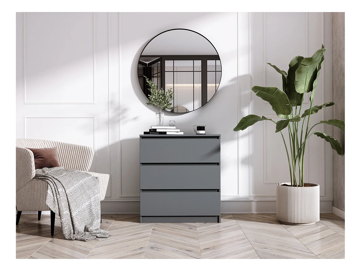 Komoda z 3 szufladami: antracyt, 70 x 39 x 79 cm