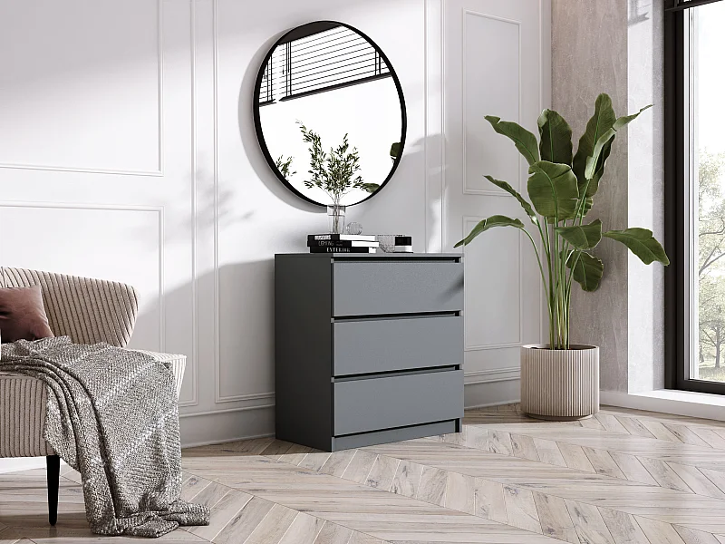 Cómoda com 3 gavetas: Antracite, 70 x 39 x 79 cm
