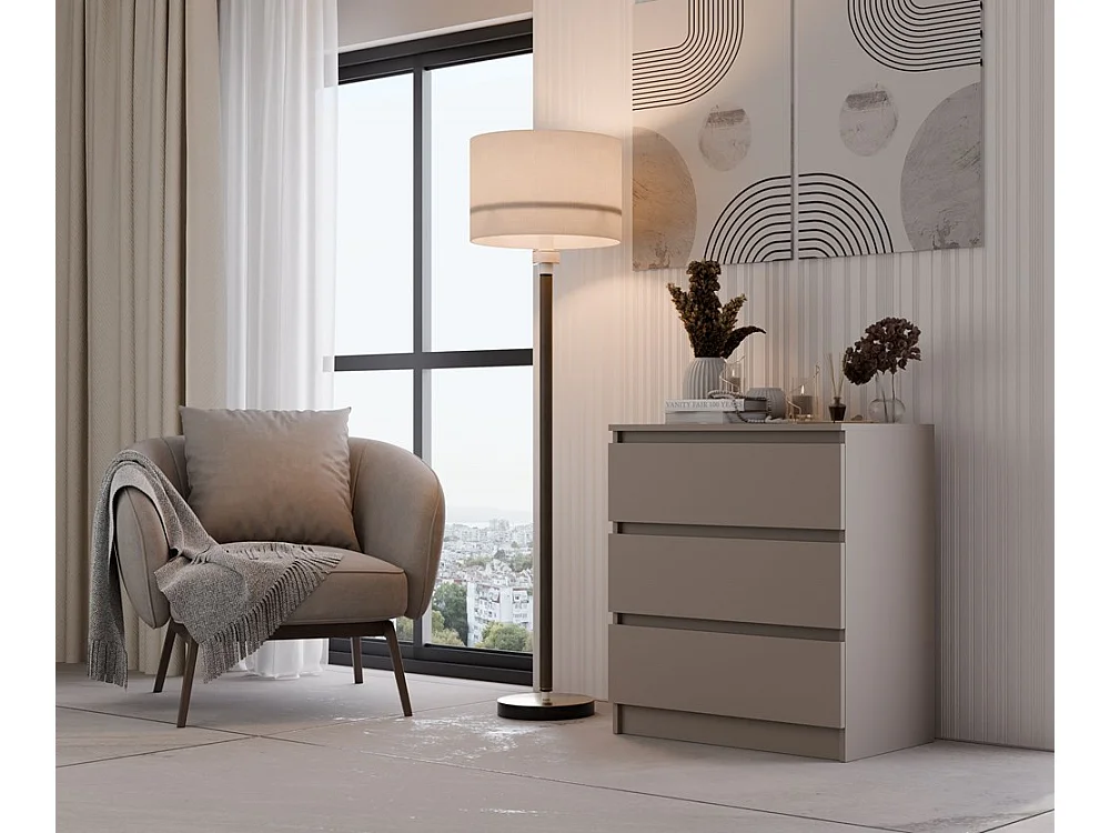 Commode : 3 Tiroirs, Argile, 40 X 75 X 70 Cm