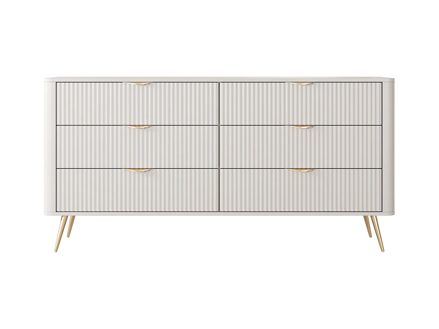Commode : 6 Tiroirs, Cachemire, Pieds Dorés 163,2 X 81,2 X 38cm