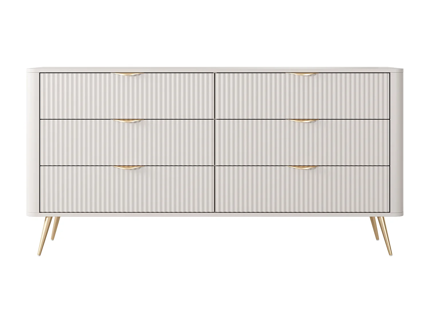 Commode : 6 Tiroirs, Beige, 163,2 x 38 x 81,2 cm