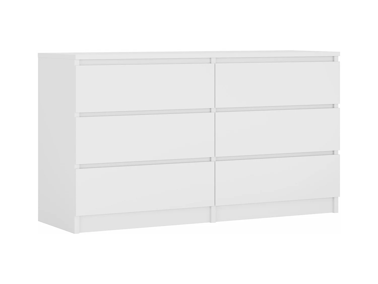 Komoda z 6 szufladami: biała matowa, 138 x 39 x 79 cm