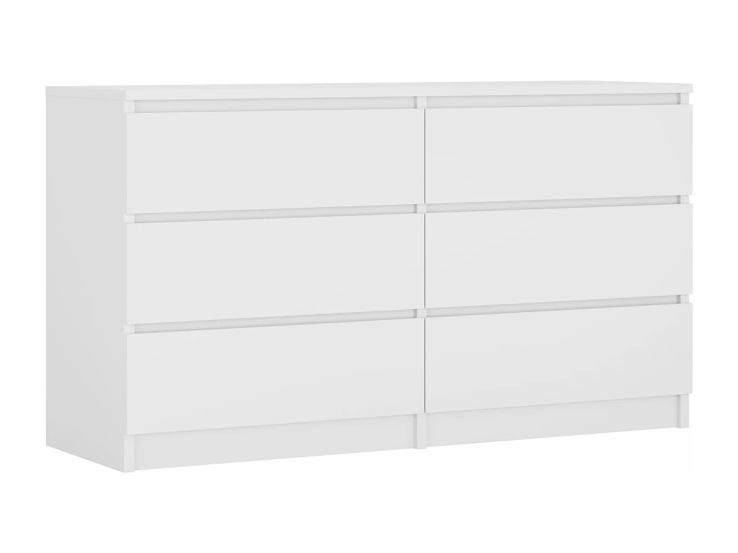Commode 6 Tiroirs : Blanc Mat, 138 x 39 x 79 cm