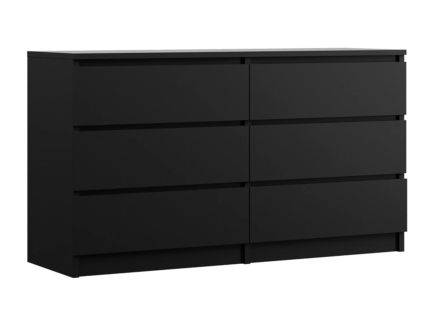 Commode 6 Tiroirs : Noir Mat, 138 x 39 x 79 cm