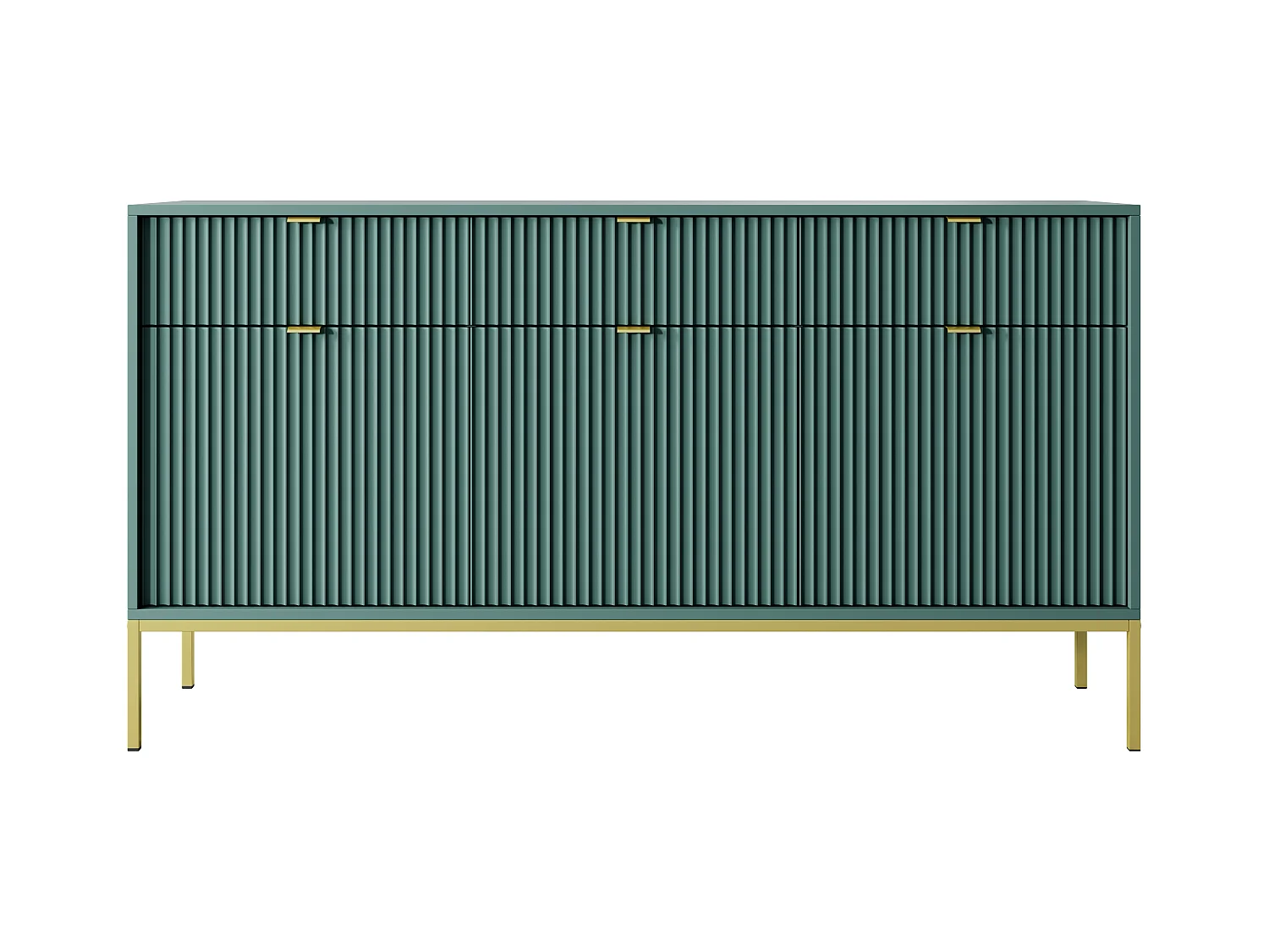 Commode : 3 Tiroirs, 3 Portes, labrador, or, 154 x 83 x 39 cm, poignées dorées