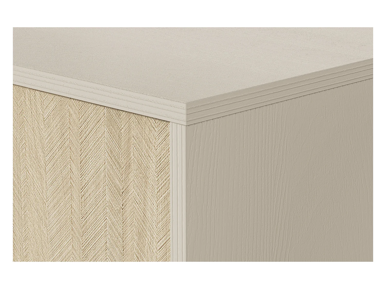 Commode : Beige Sable / Chevrons scandi, Pieds Bois, 106 x 80 x 38cm