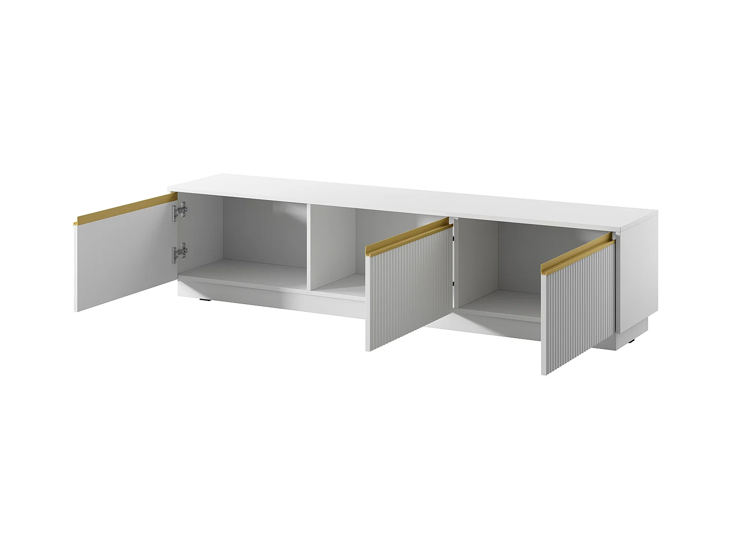 TV-Schrank: 3 Türen, 3 Einlegeböden, Mattweiß, 181,5 x 42 cm x 39 cm