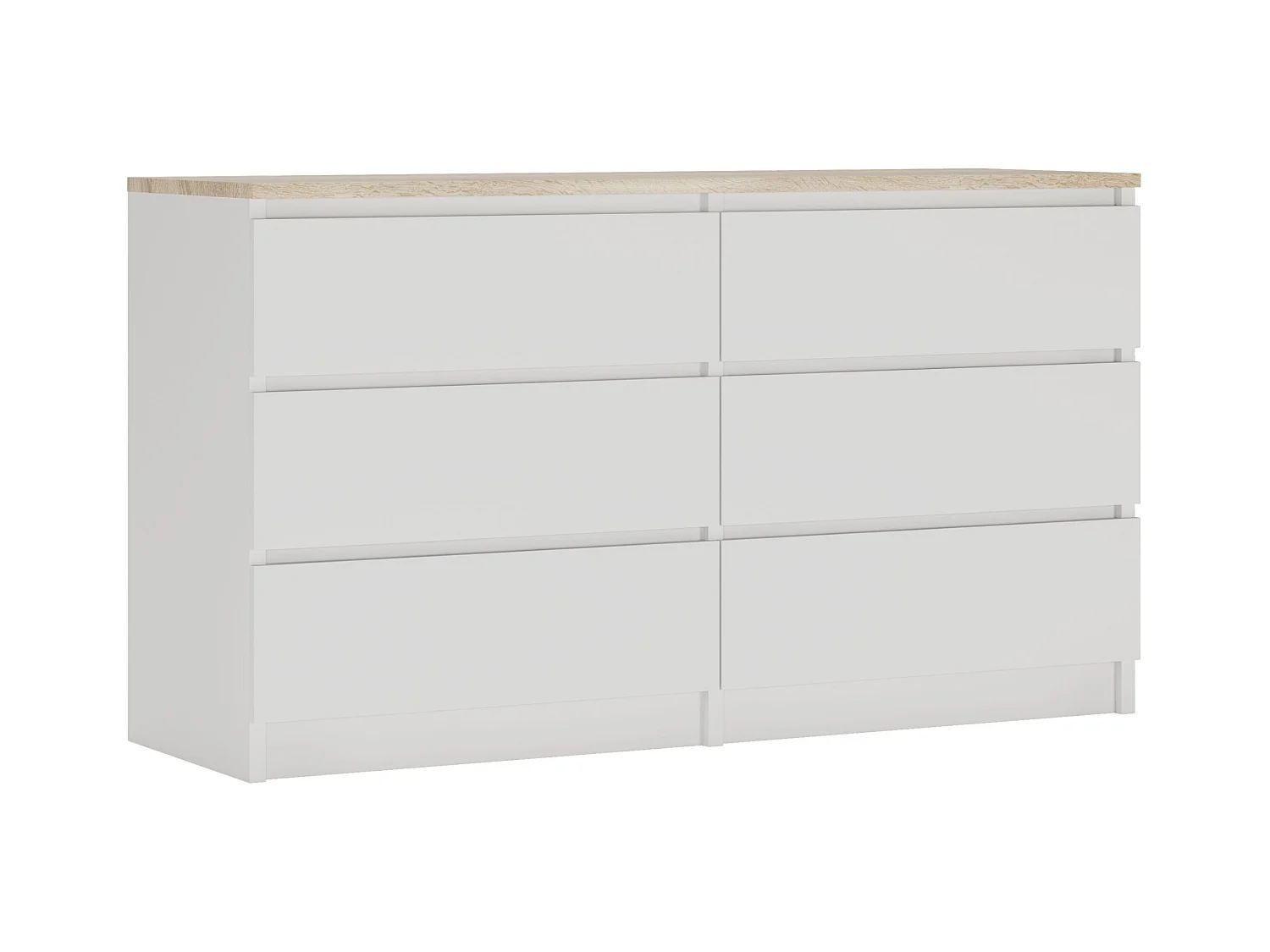 Komoda z 6 szufladami: blat biały matowy / dąb sonoma, 138 x 39 x 79 cm