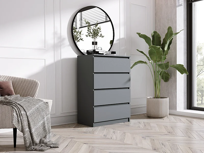 Commode 4 tiroirs, Anthracite, 70 x 39 x 101 cm