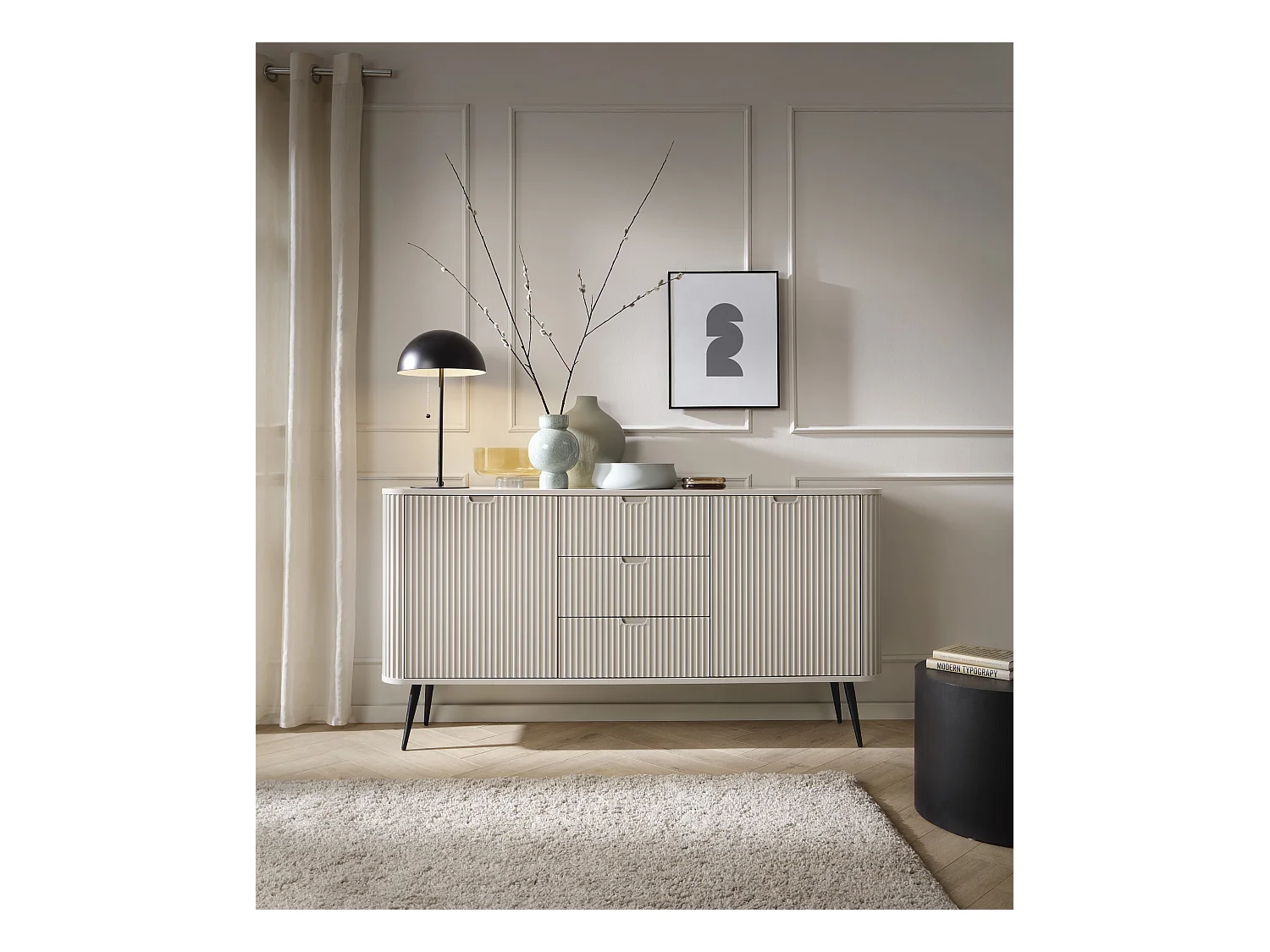 Cômoda de caxemira, pés: Preto, 168 x 87 x 39 cm