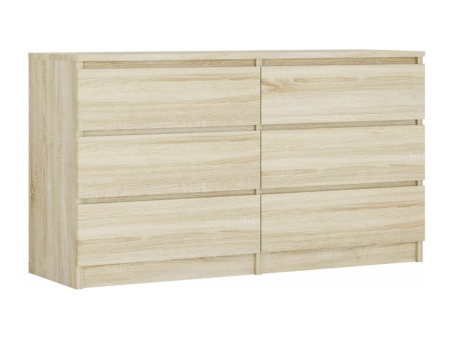 Commode 6 Tiroirs : Chêne Sonoma, 138 x 39 x 79 cm