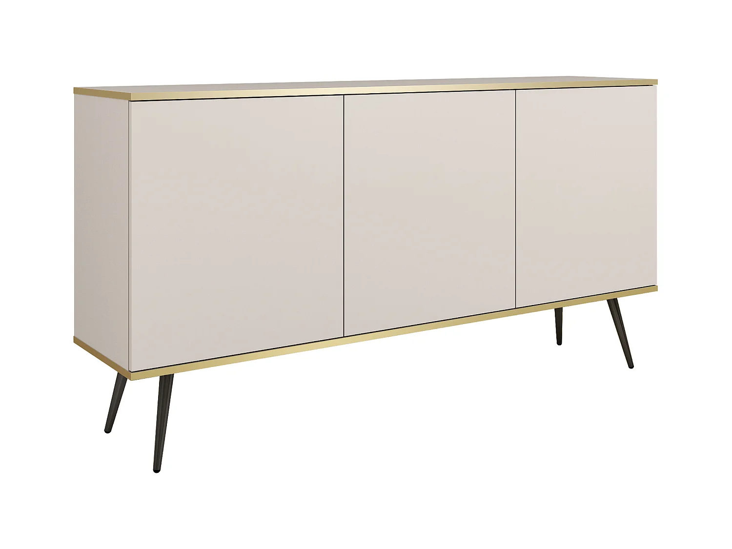 Kommode: Beige, schwarze Beine, 160 x 85 x 39 cm