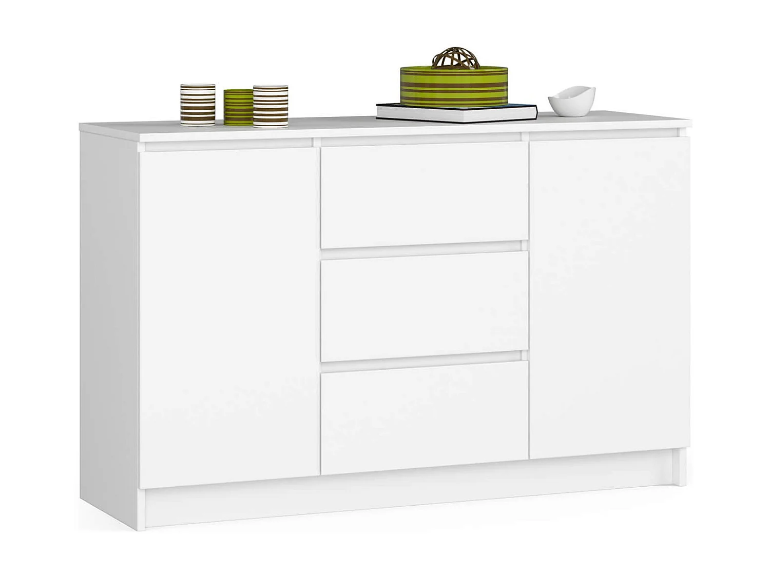 Ladekast: 3 laden, 2 deuren, 4 planken, wit, 120 x 77 x 40 cm