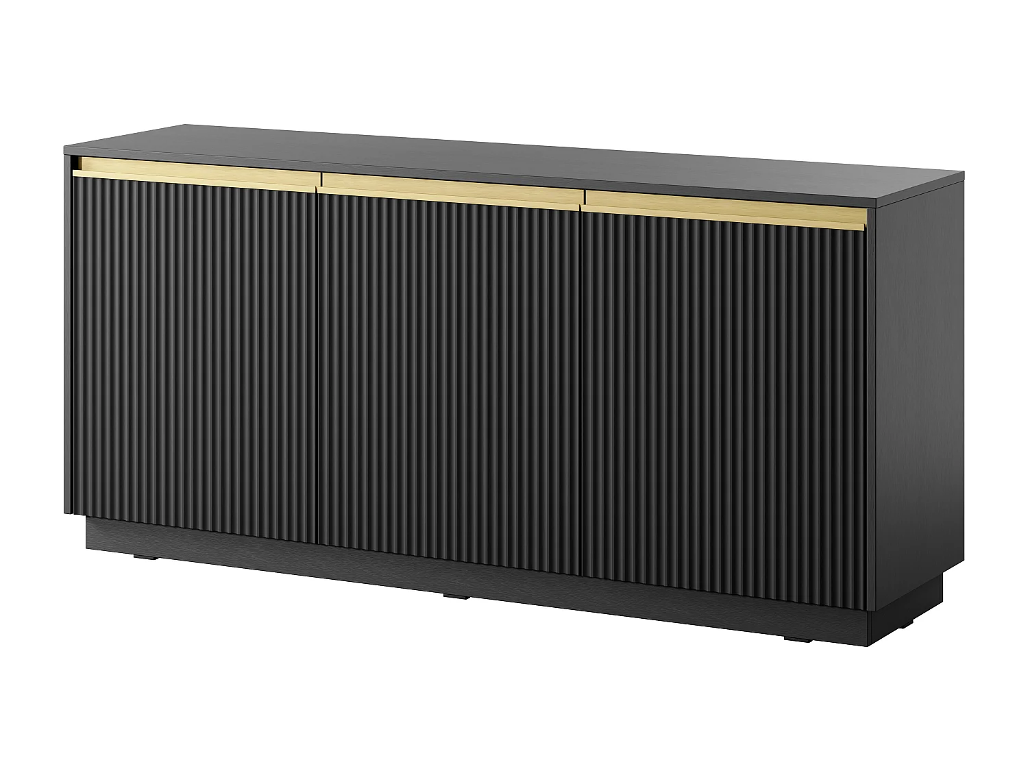 Commode : 3 portes, 6 étagères, Noir graphite, 153,4 cm x 71,6 cm x 39 cm