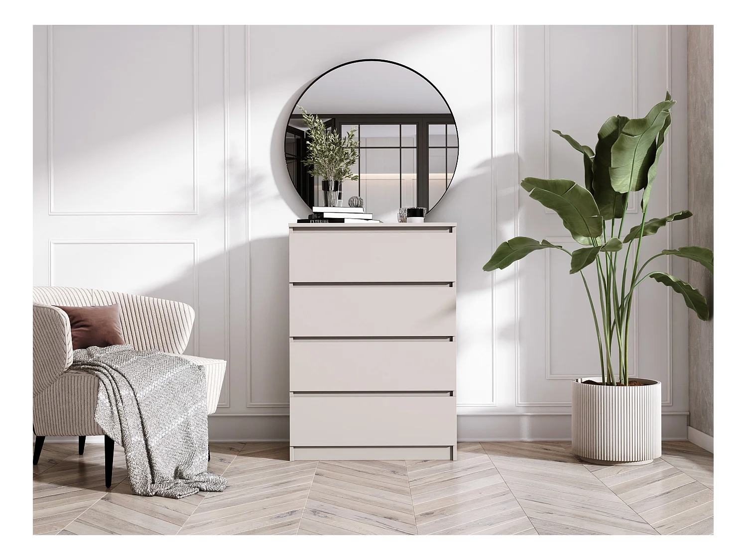 Komoda: 4 szuflady, kaszmir, 70 x 100 x 39 cm