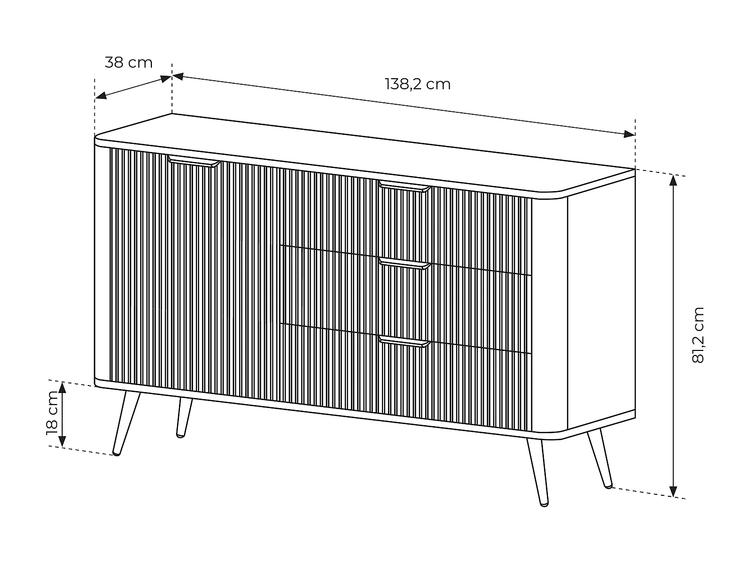 Commode : 3 Tiroirs, 1 Porte, Cachemire, Pieds Dorés, 138,2 X 81,2 X 38cm