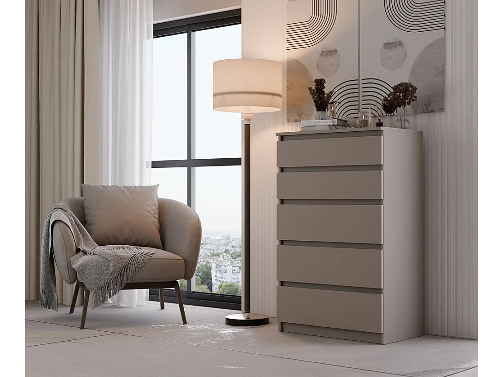 Cómoda: 5 cajones, arcilla, 40 x 101 x 70 cm