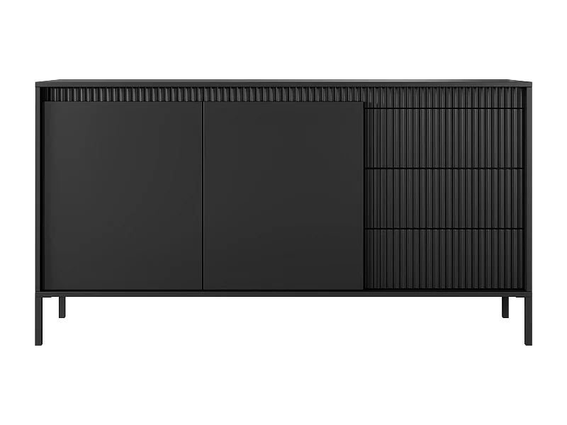 Komoda: 3 szuflady, 2 drzwi, czarna, 81,4 x 153,5 x 39,5 cm