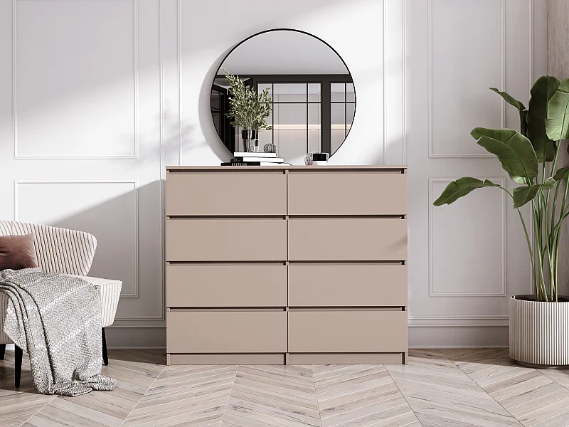 Cômoda: 8 gavetas, caramelo, 120 x 39 x 101 cm