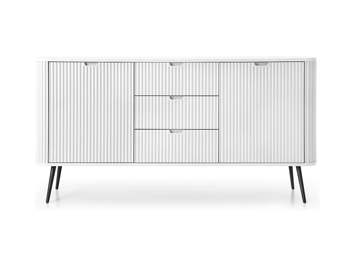 Witte ladekast, poten: zwart, 168 x 87 x 39 cm