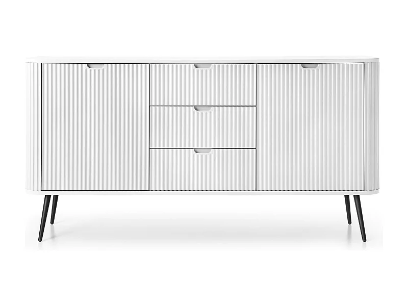 Commode Blanc, pieds: Noir, 168 x 87 x 39 cm