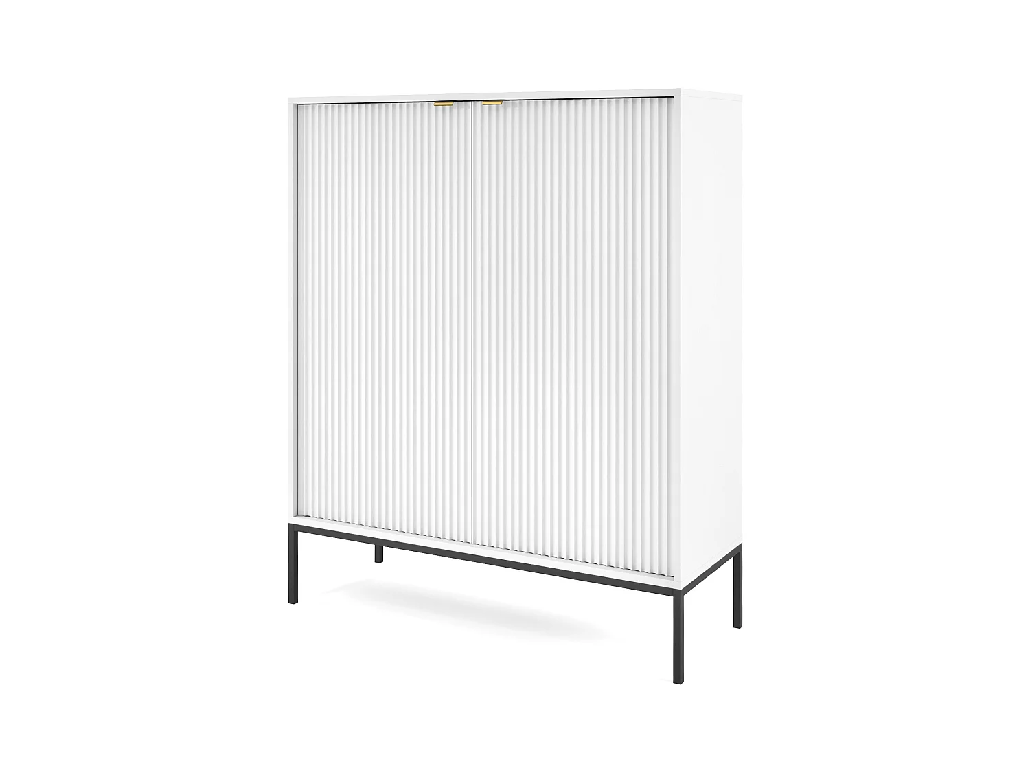 Cômoda: 2 Portas, Branco, Preto, 104 x 125 x 39 cm, puxadores dourados