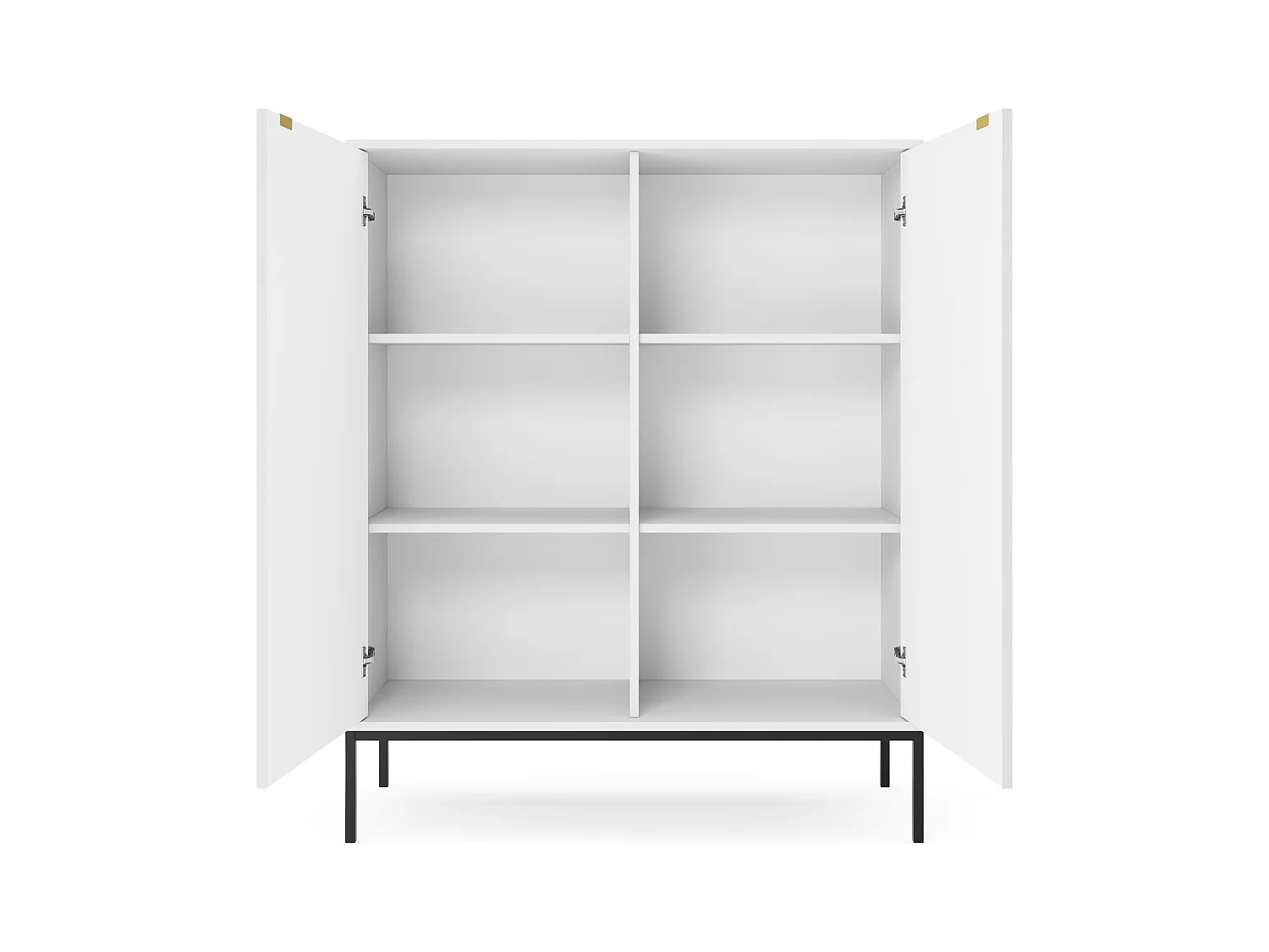 Cômoda: 2 Portas, Branco, Preto, 104 x 125 x 39 cm, puxadores dourados