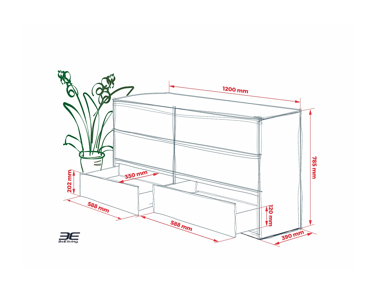 Commode 6 Tiroirs : Chêne Artisan, 120 x 39 x 79 cm