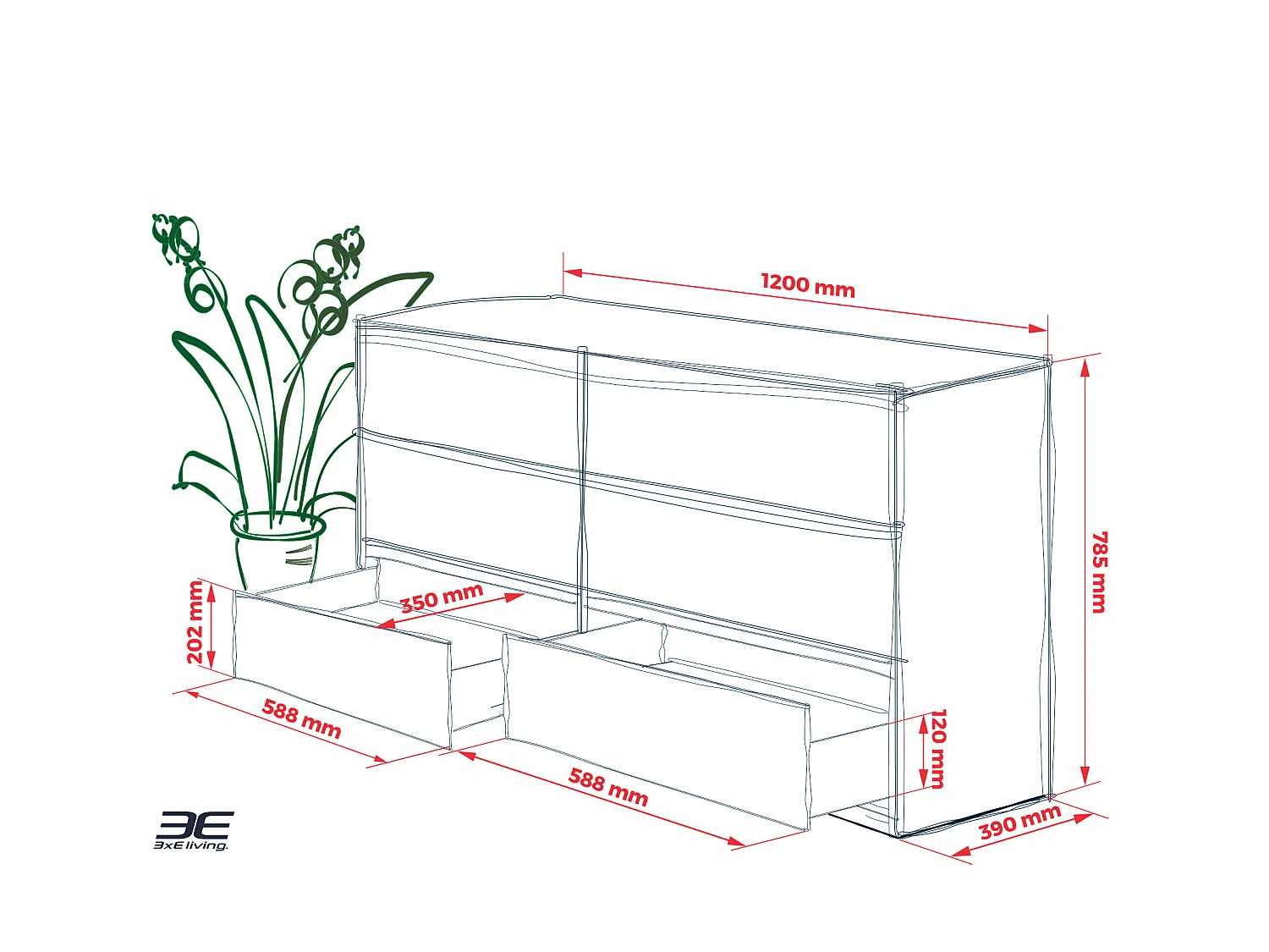 Commode 6 Tiroirs : Chêne Artisan, 120 x 39 x 79 cm
