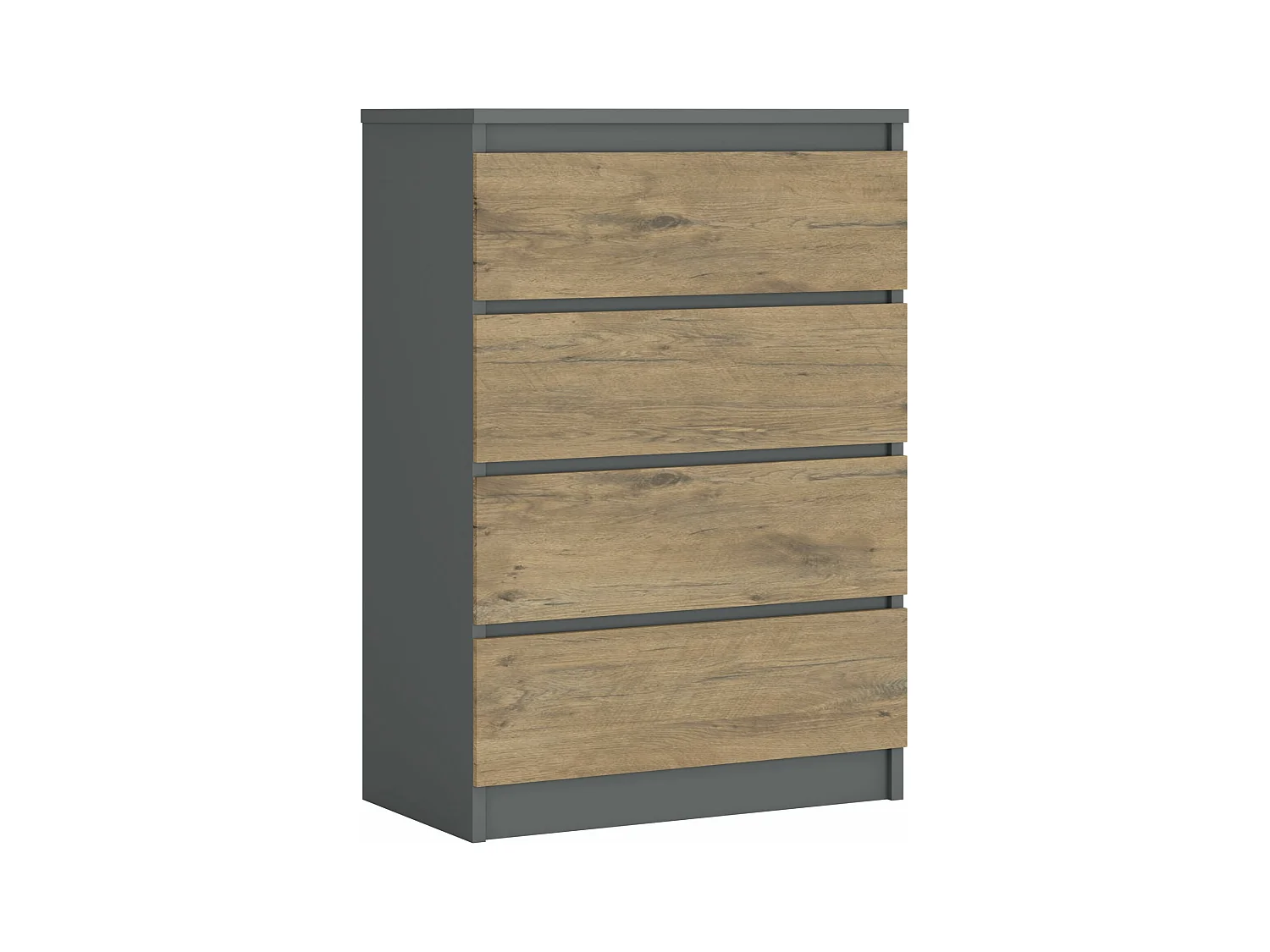 Kommode mit 4 Schubladen: Anthrazit/Lancelot-Eiche, 70 x 39 x 101 cm