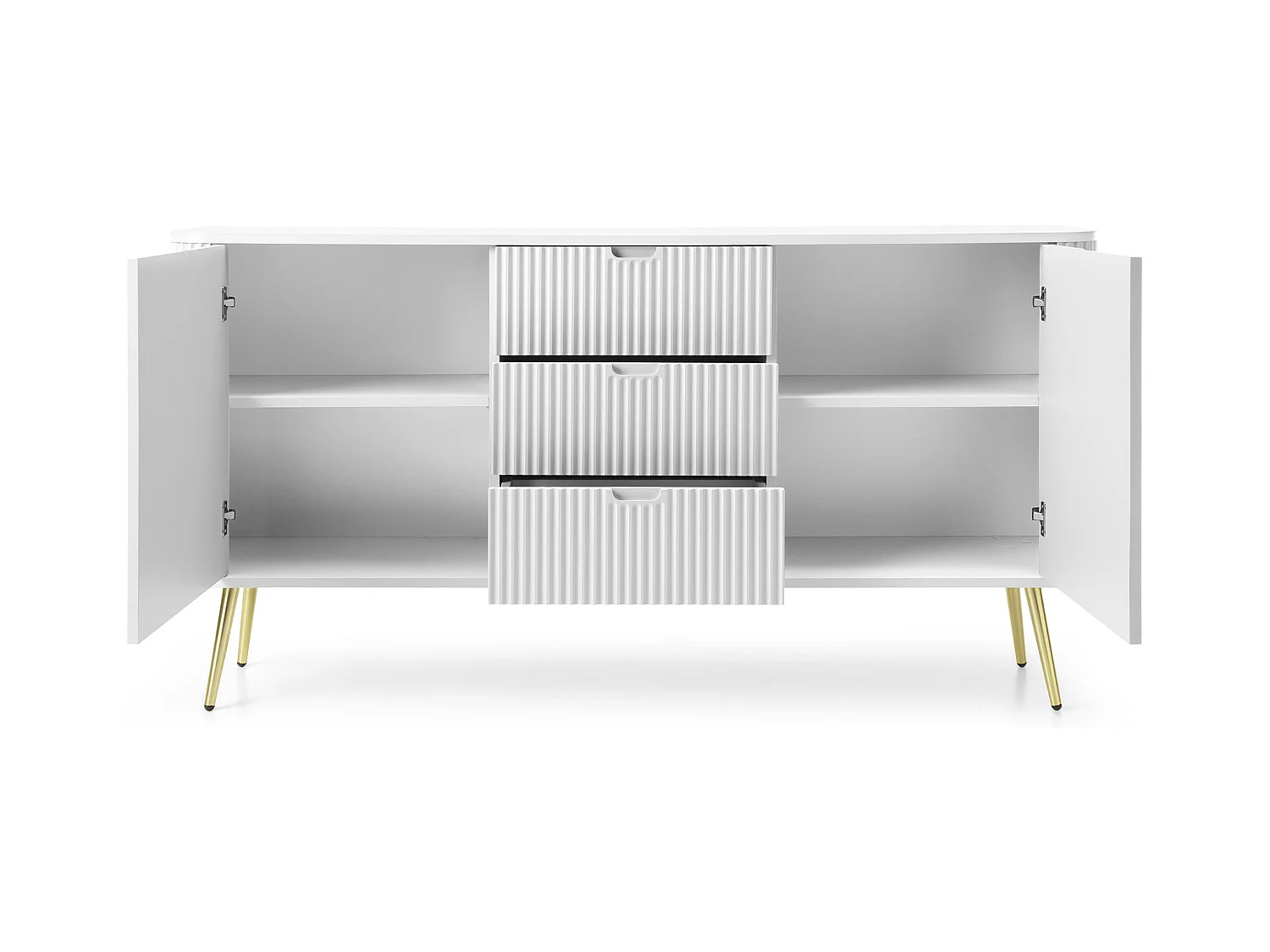 Weiße Kommode, Beine: Gold, 168 x 87 x 39 cm