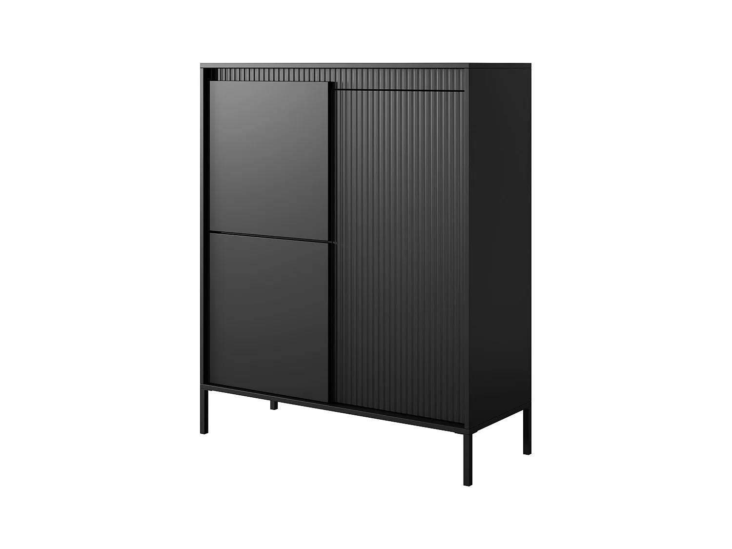 Cômoda: 3 portas, preto, 123,4 x 103,5 x 39,5 cm